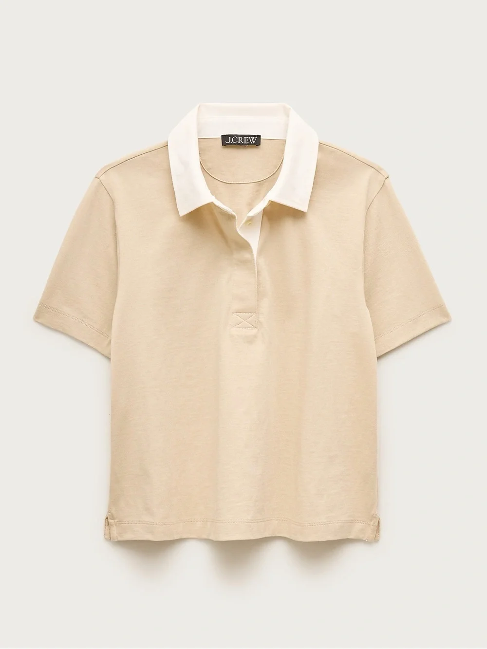 J Crew beige boyfriend jersey short-sleeve polo shirt